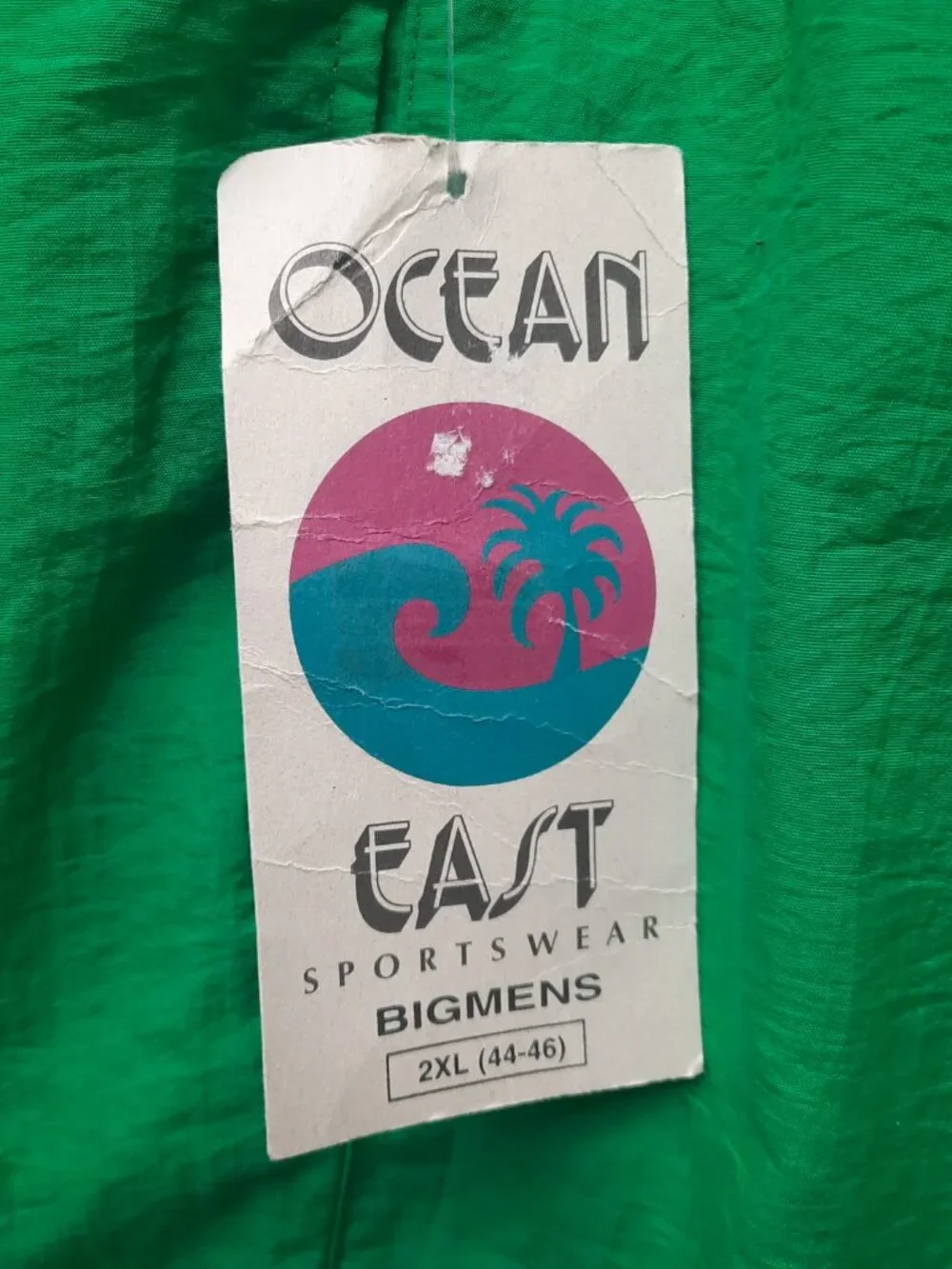 Vintage Ocean East Swim Trunks Men 2XL 44 46 Green Crinkle Nylon Mesh Liner NWT - Picture 4 of 9